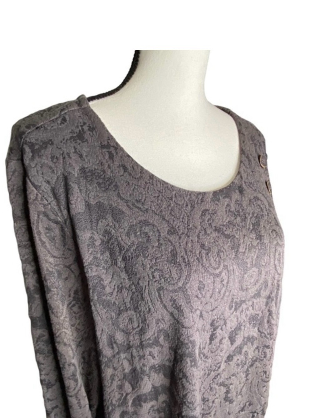 Habitat Long Sleeve Brocade Fabric Button Shoulder Detail Top Size XL - Picture 6 of 12